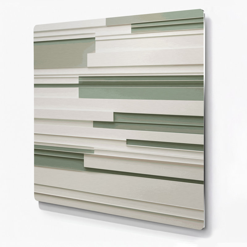 Minimalisme 82, art mural en métal beige, H 12 po x l 12 po