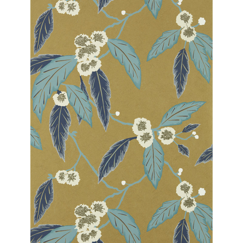 Coppice Wallpaper, Navy/Lagoon/Gold
