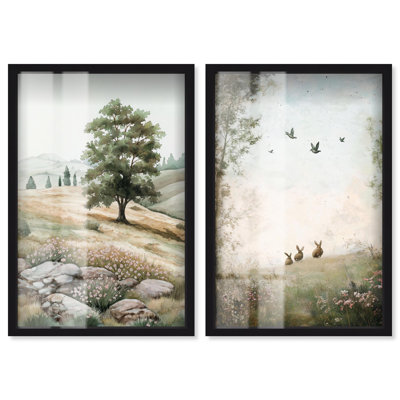 Art mural rétro Blush Cloud Serenity Shadowbox par Art Remedy, cadre noir, 20 x 30