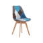 42.5cm H Patchwork Fabric Dining Chair, Retro Style Upholstered Side Chair with Solid Wood Legs-2022662626-2080525510