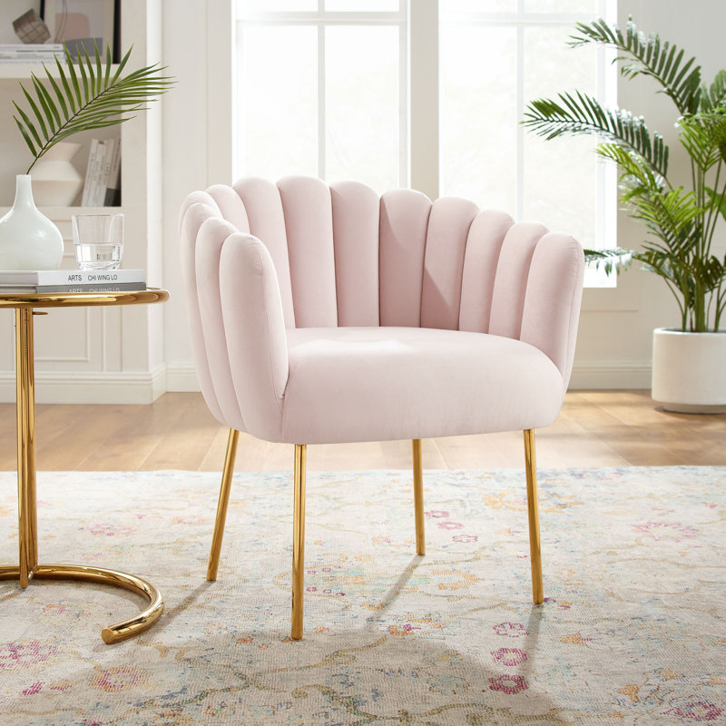 Fauteuil Sanna Channel, Velours rose