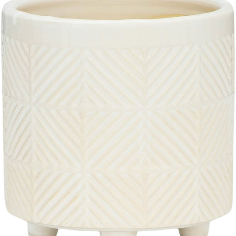 S/2 6/8" Textured Planters, White