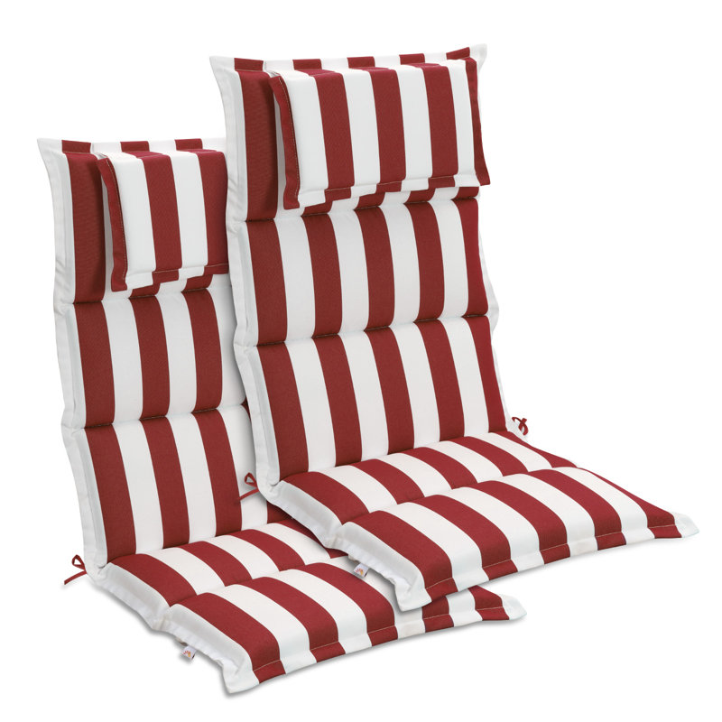  High Back Patio Chair Cushions Set of 2, 47 x 21 x 2.4 Inch, Red 