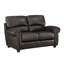 Causeuse en cuir brun foncé avec accoudoirs roulés et garniture cloutée 1pc