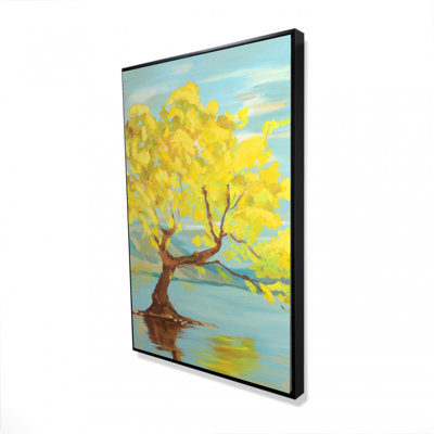 " Spring Lanscape With A Tree In A Lake " on Canvas