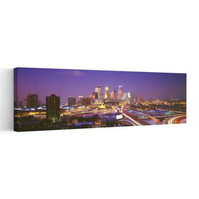 Twilight Minneapolis MN USA by Blakeway Worldwide - Wrapped Canvas Panoramic Print