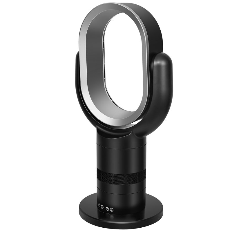 24-Inch Black Bladeless Oscillating Floor Fan with Remote