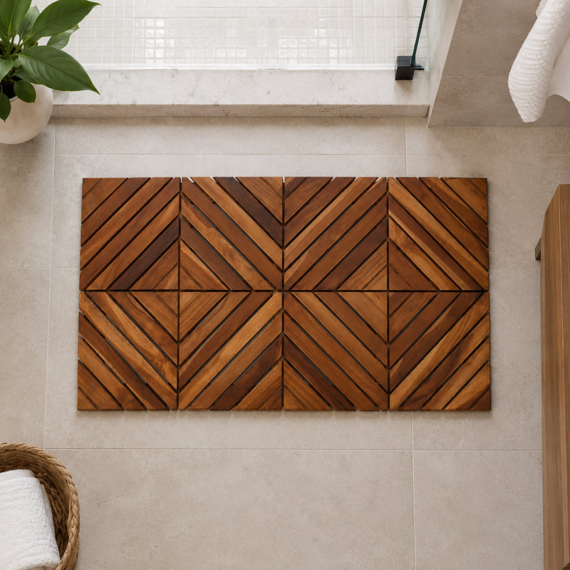 Eliava Solid Wood Non-Slip Shower Mat