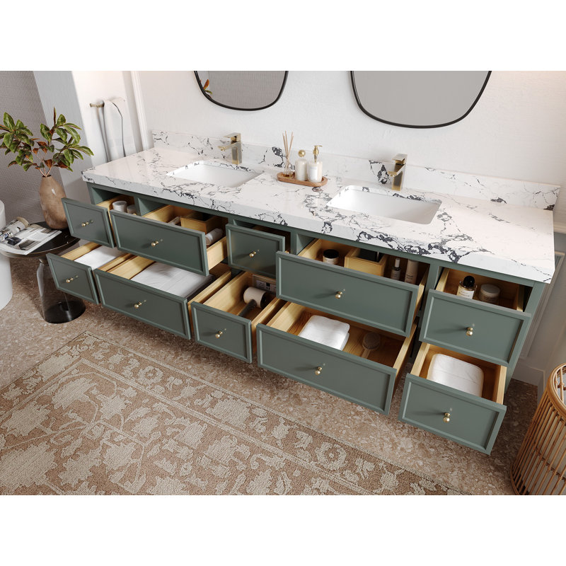 Meuble-lavabo double 84 po Roswell, Noir Calacatta 2 po
