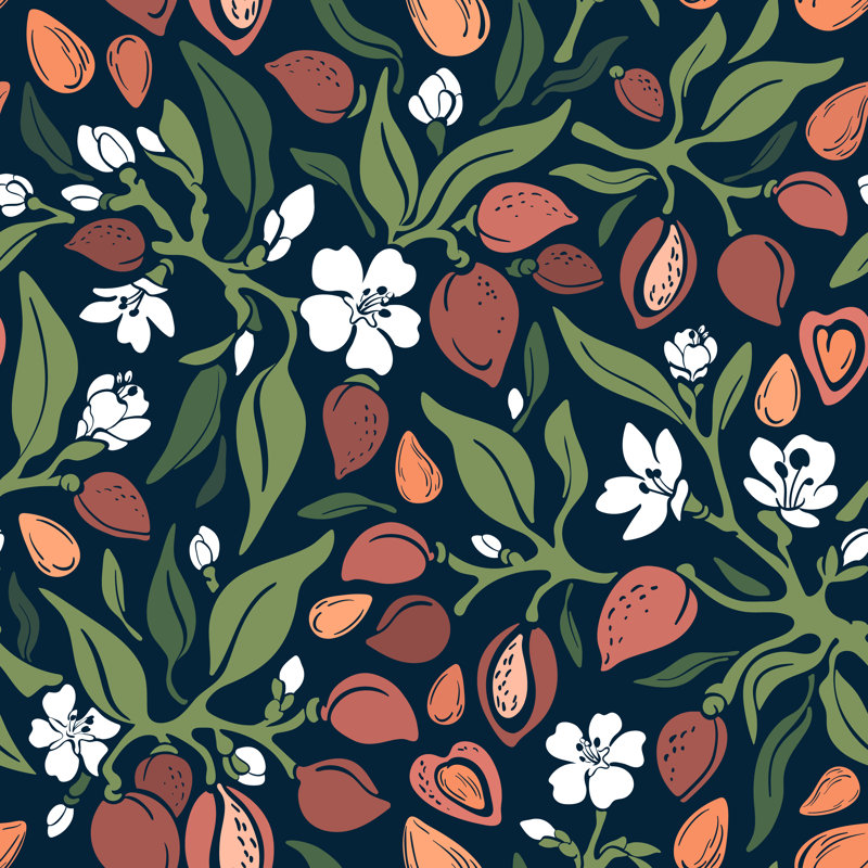 Almond Seamless Pattern - Wrapped Canvas Print, 30cm H x 30cm W
