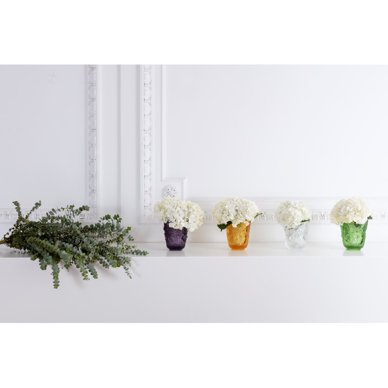 Pivoines Handmade Crystal Table Vase, 5.51" H x 4.72" W x 4.72" D, Amber