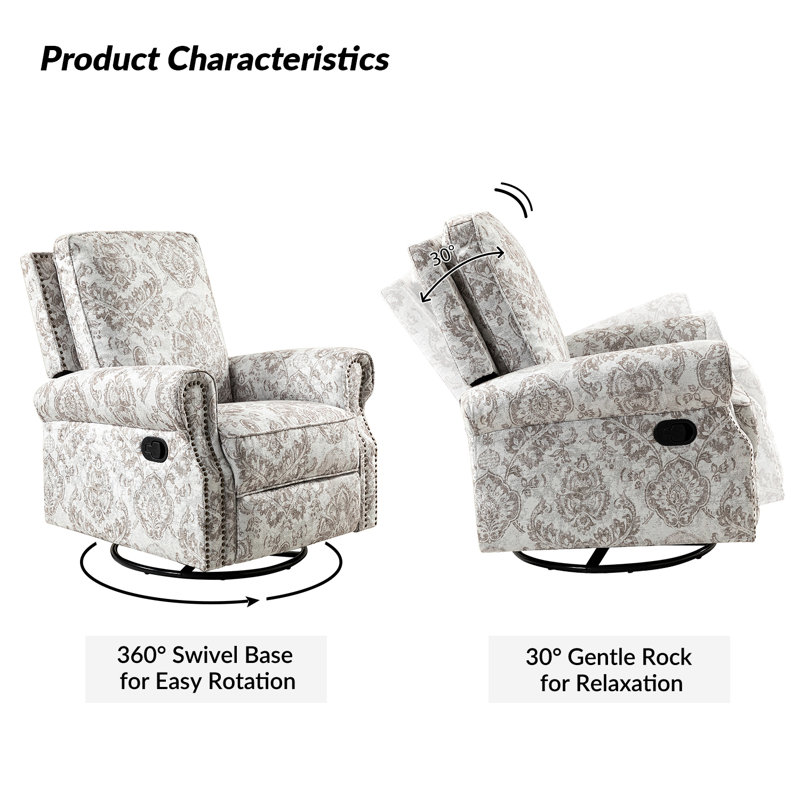 Fauteuil inclinable et oscillant pivotant de 33,5 po Adella, Polyester beige