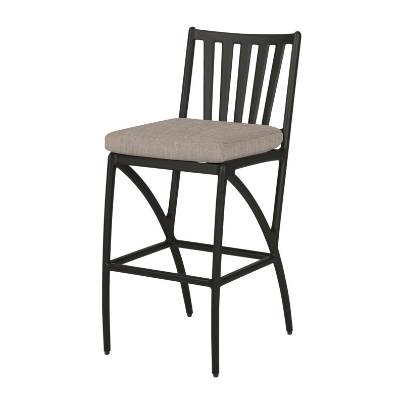 Amari Patio Bar Stool with Sunbrella Cushion, Cast Ash Sunbrella® Plainweave, Carbon