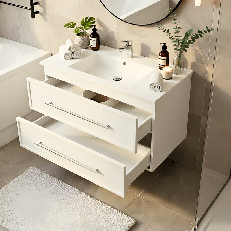 Milano 30" Single Sink Wall Mount Shaker Bathroom Vanity with Cultured Marble Top, White