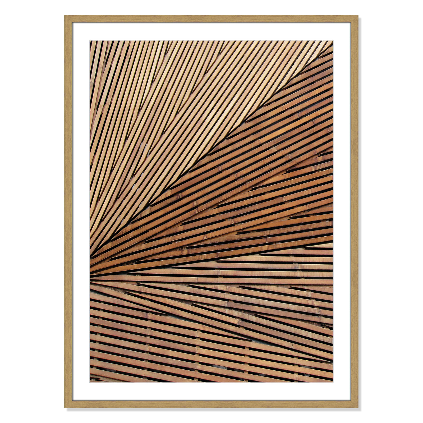 Geometric Wood Panel 1 - Picture Frame Print, 35.5" H x 25.5" W x 0.75" D, Natural Wood Grain