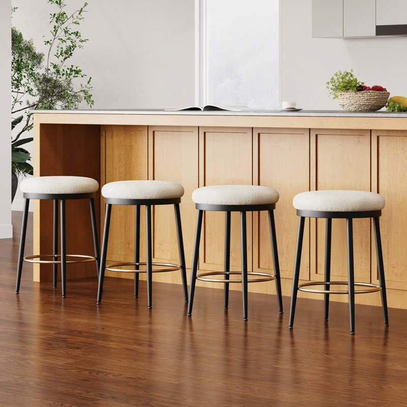 Tabouret de comptoir moderne 24,75 po Yamanda, Blanc, Ensemble de 4
