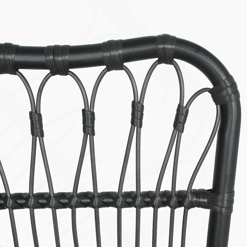 Ensemble de 2 chaises d'extérieur en osier de patio en osier pour terrasse, piscine, jardin, Black