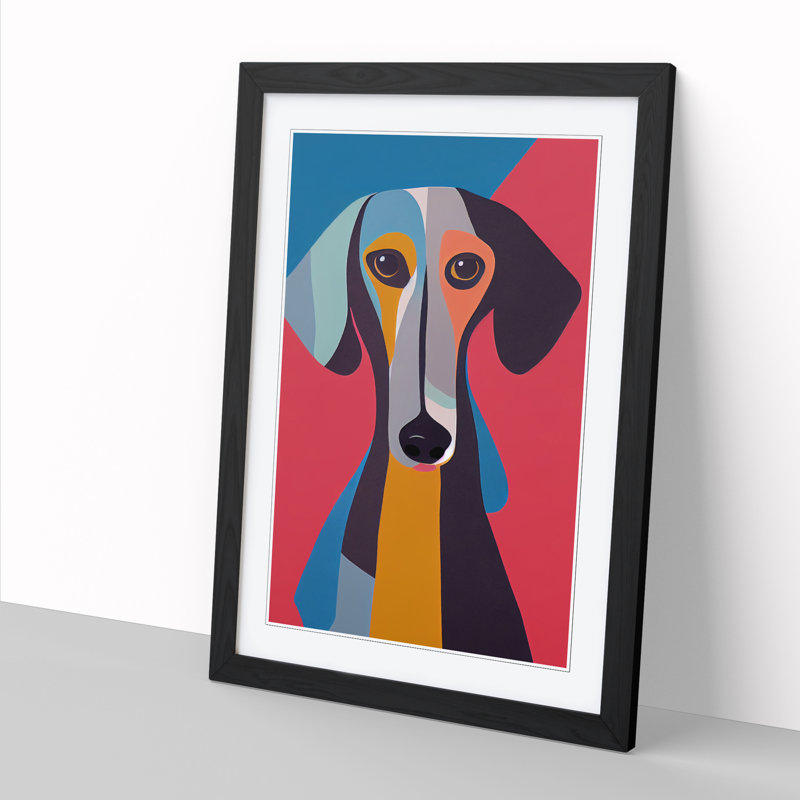 Dachshund Avant Garde 1 Piece Single Picture Frame Wall Art, 34cm H x 25cm W x 2cm D, Walnut
