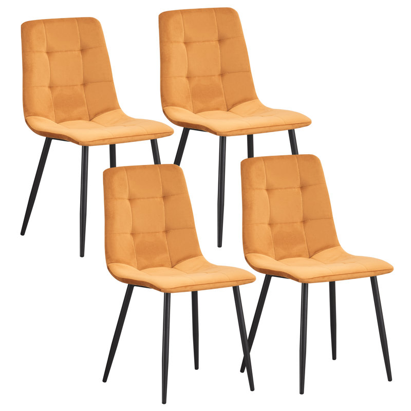Upholstered Velvet Dining Chair, Yellow