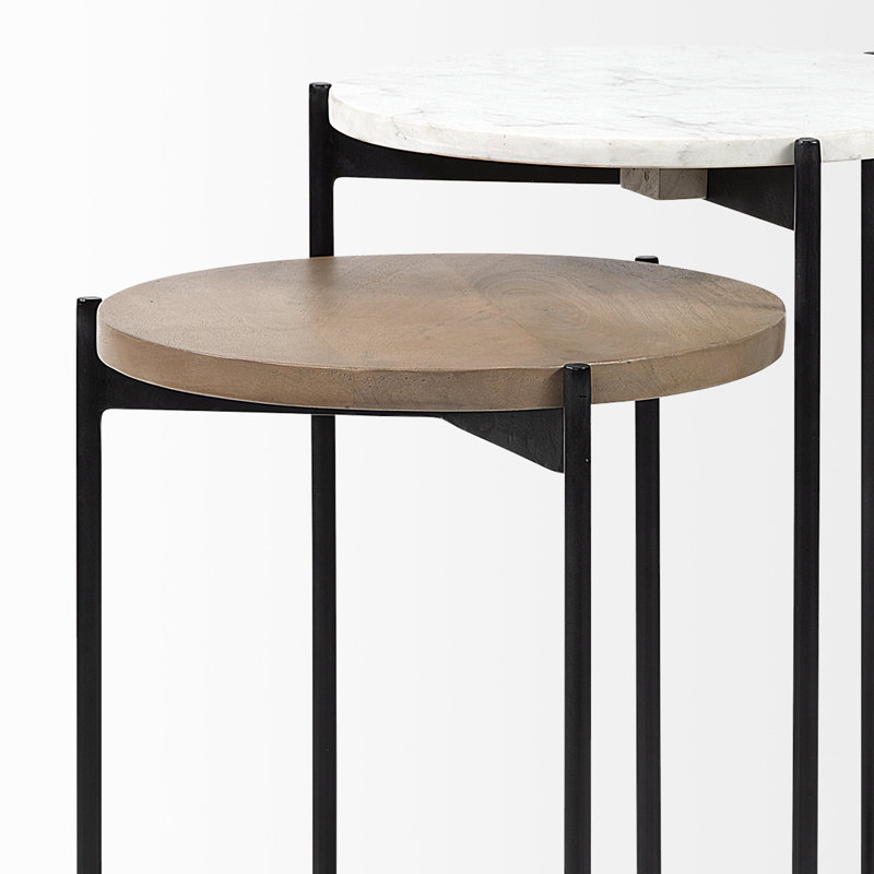 Ivelisse Nesting End Table, White/Light Brown