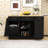 Modern Kitchen Island with Trash Bin Compartment, Sliding Doors, 3-Tier Spice Rack and Adjustable Storage-521768884