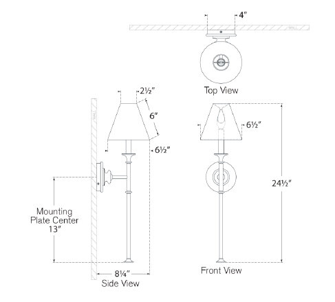 Thomas O'Brien Piaf Large Tail Sconce, Aged Iron