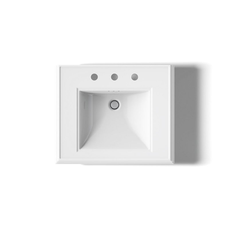 Memoirs® 26.375" Tall Rectangular Pedestal Bathroom Sink with Overflow, White, 8" Centers
