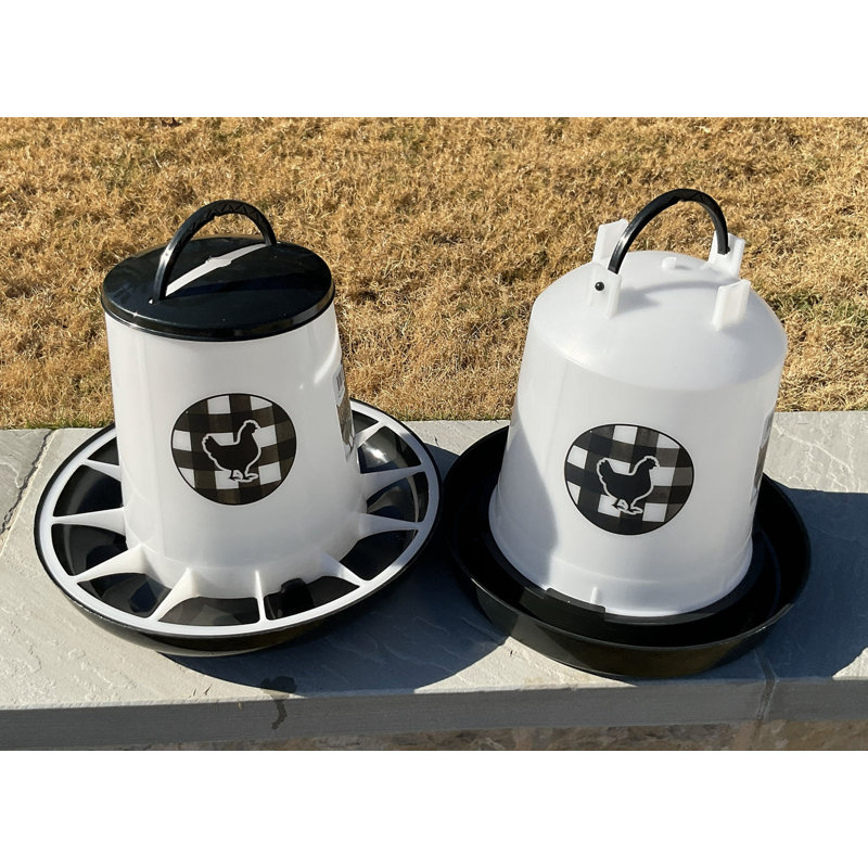 Zylina Waterer 1.5 Gallon and Feeder 13 lbs Combo - Black, Black