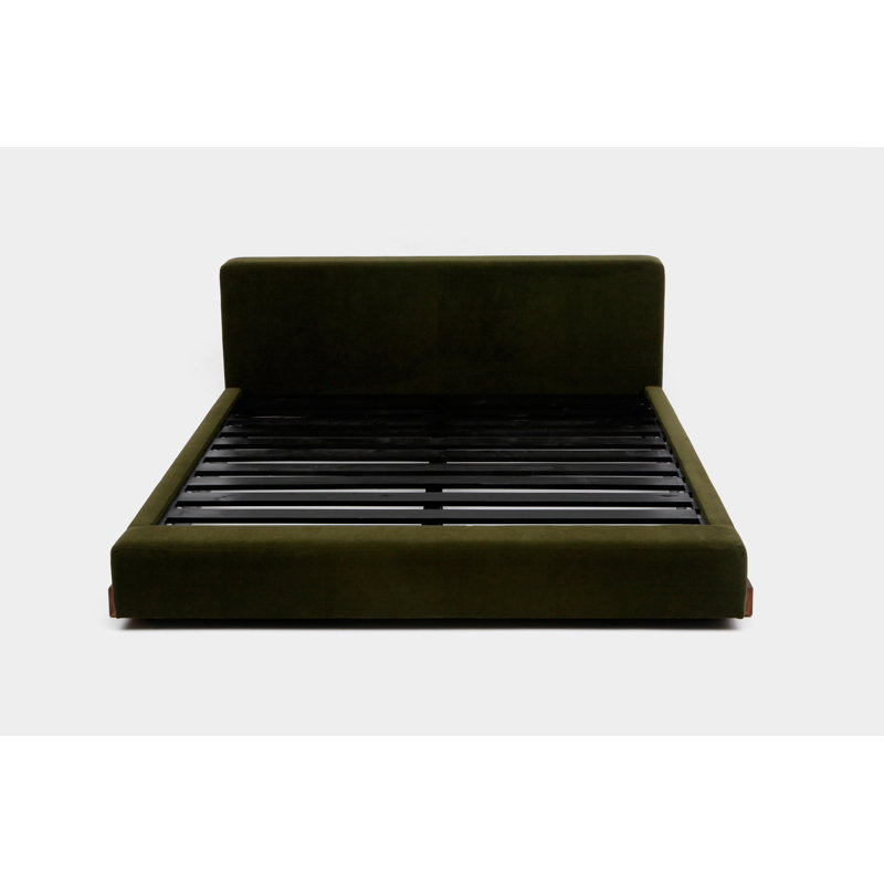 Upholstered Platform Bed, Queen, Forest