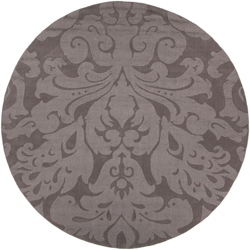 Tapis gris anthracite en laine touffeté à la main Griagal, Rond 8 pi