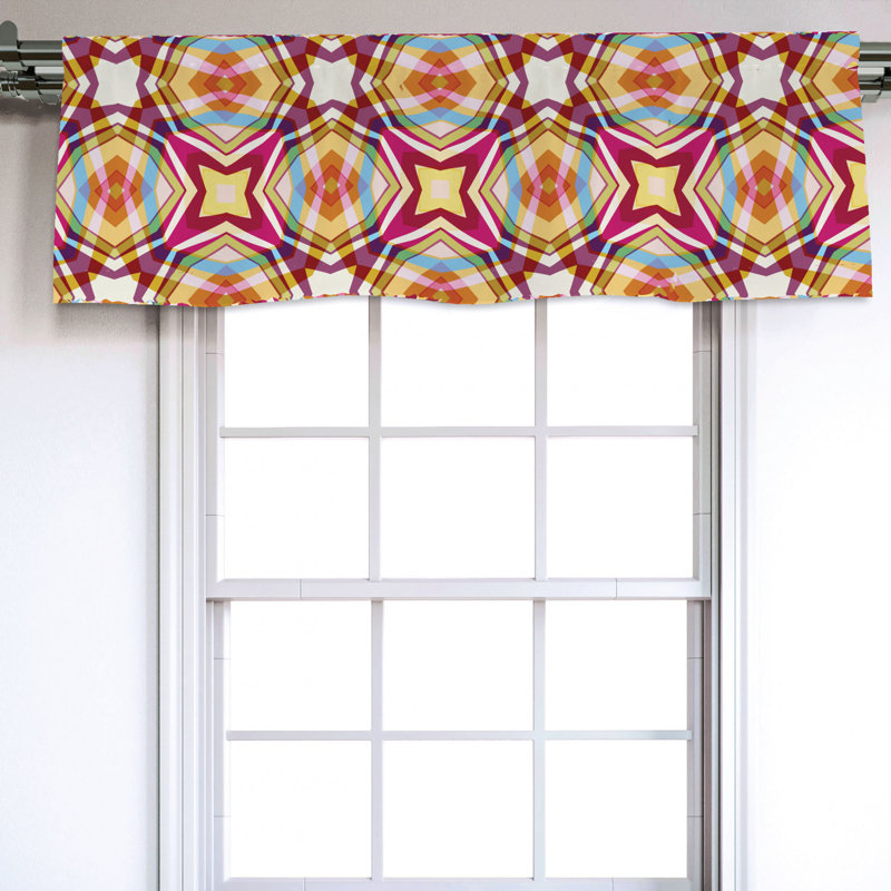 Sateen Geometric Ruffled Window Valance