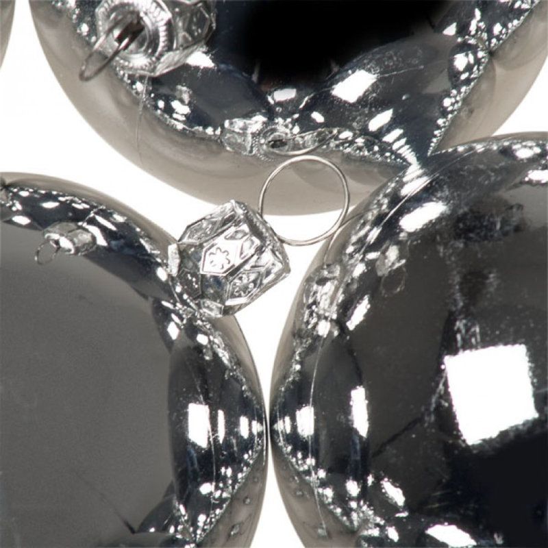 Bauble, Silver Shiny, 4cm H x 4cm W x 4cm D