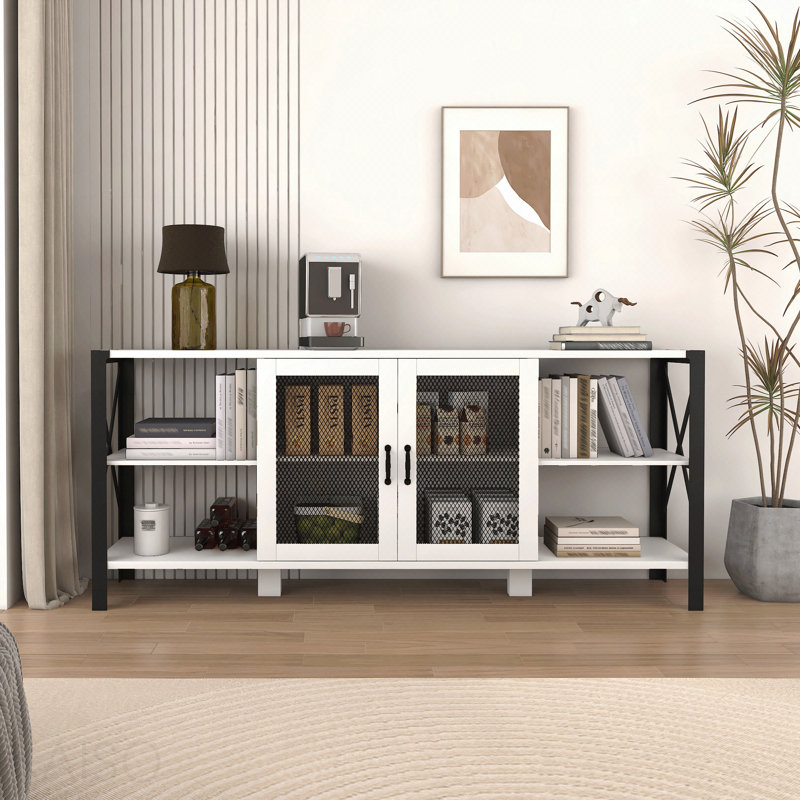 Farmhouse Open Shelf Entertainment Center for 80" TVs