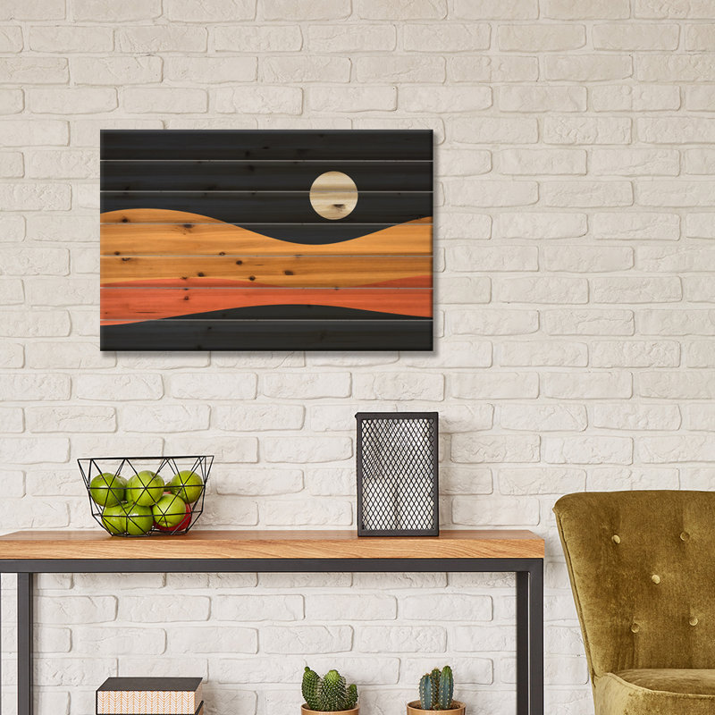Paysage géométrique Jobani XXIIB - impression sur bois sans cadre, H 26 po x l 40 po x P 1,5 po