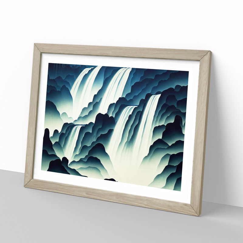 Gorgeous Waterfall - Single Picture Frame Print, Oak Framed, 25cm H x 34cm W x 2cm D