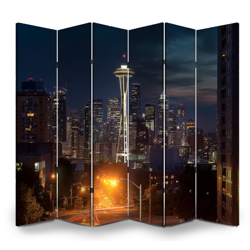 Cloison pliante 6 panneaux séparateur mural Royal Seattle Skyline, Couleur 6