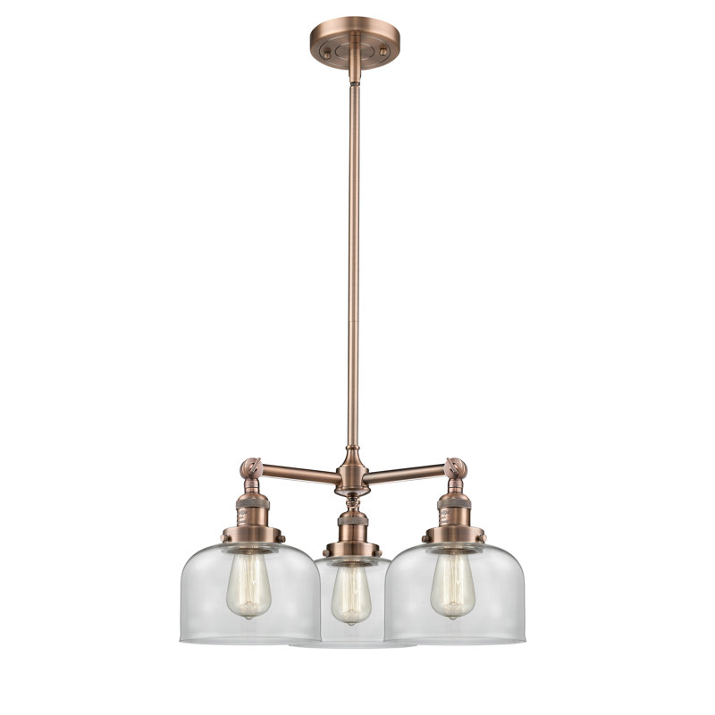 Arakel 3 - Light Dimmable Classic / Traditional Chandelier, Clear, Polished Chrome, 6 Watt Vinage LED Bulb