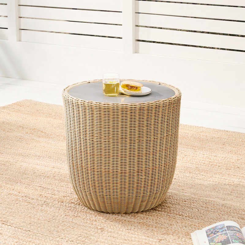 Cambelle Round Metal Outdoor Side Table , 20'' in. W 20'' in. D, Gray