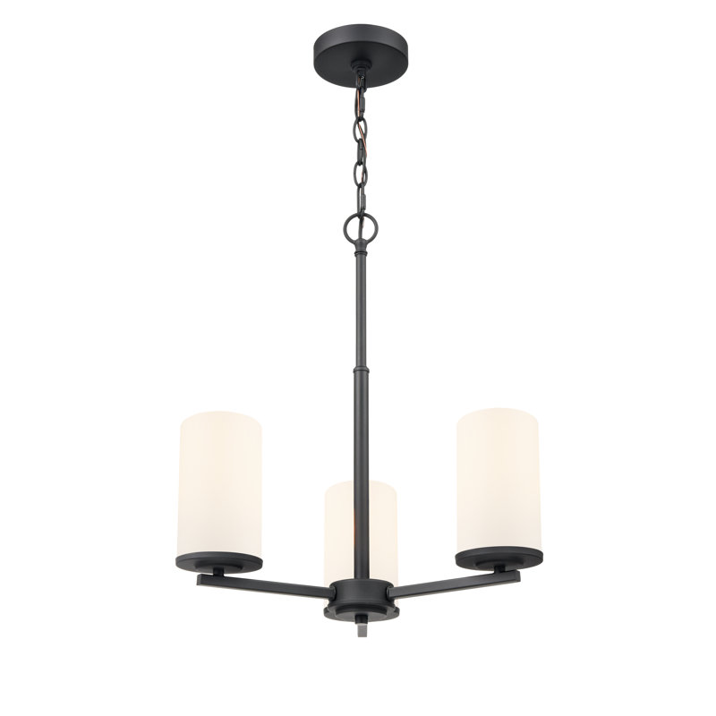 Verlana 19" 3-Light Chandelier - Matte Black, Matte Black