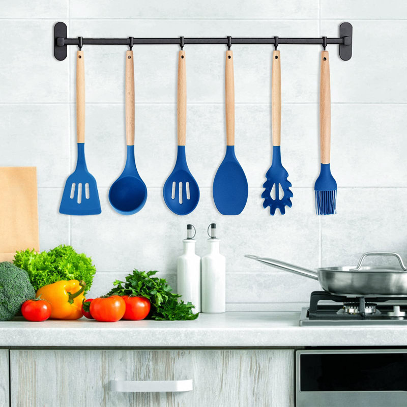 Belfry Kitchen Bennett 12 Utensil Set, Dark Blue