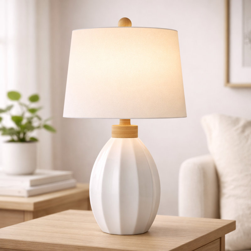 23.5" Modern Ceramic Table Lamp with Eye-Caring Soft Lighting and Easy Assembly for Living Room Bedroom and Study