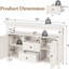 Buffet de 52,8 po, armoire de cuisine avec grand rangement - bois blanc et armoire d'appoint, tablettes à thème réglables blanches, P 53 po x l 36 po H 16 po, poids 90 lb