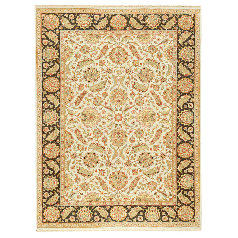 Tapis bleu clair et ivoire noué à la main de haute qualité