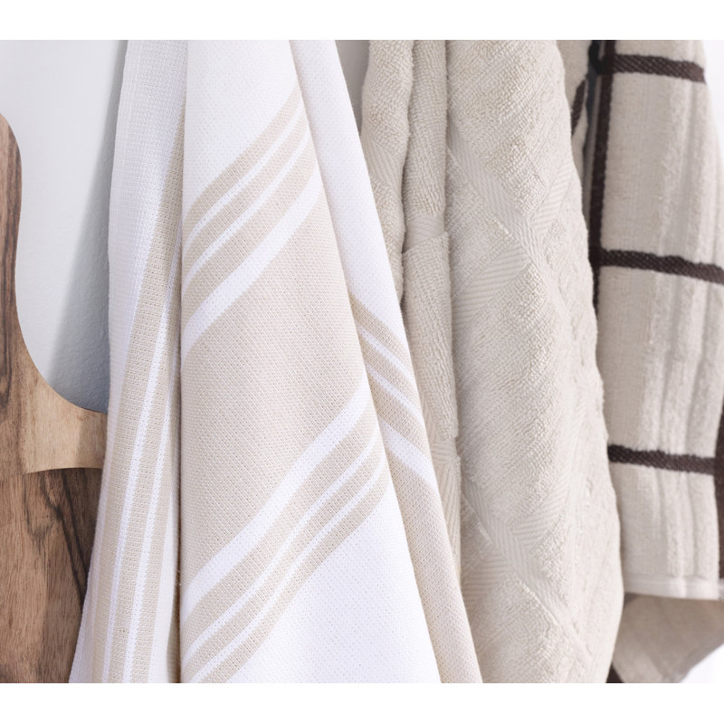 All-Clad Dual Striped Tea Towel, Almond