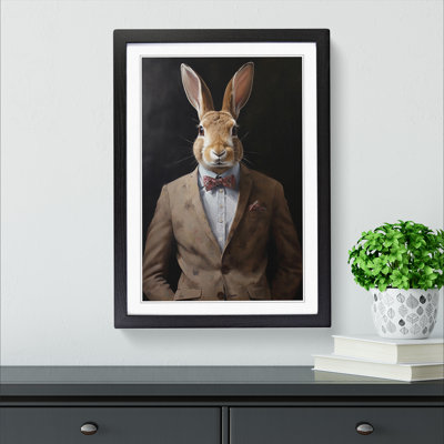 Rabbit In A Suit Painting No.5 - Single Picture Frame Print on Wood
