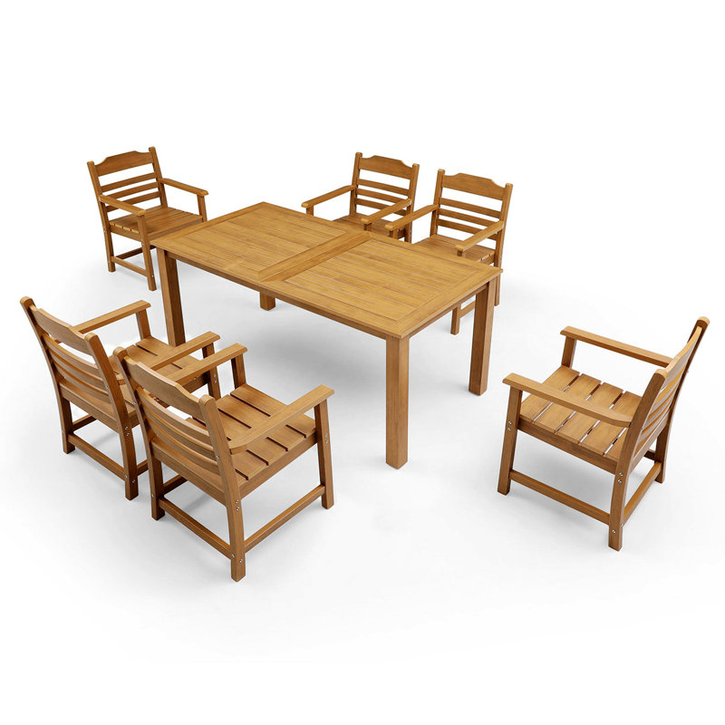 Rountree HIPS Outdoor Rectangular Dining Table, Light Teak