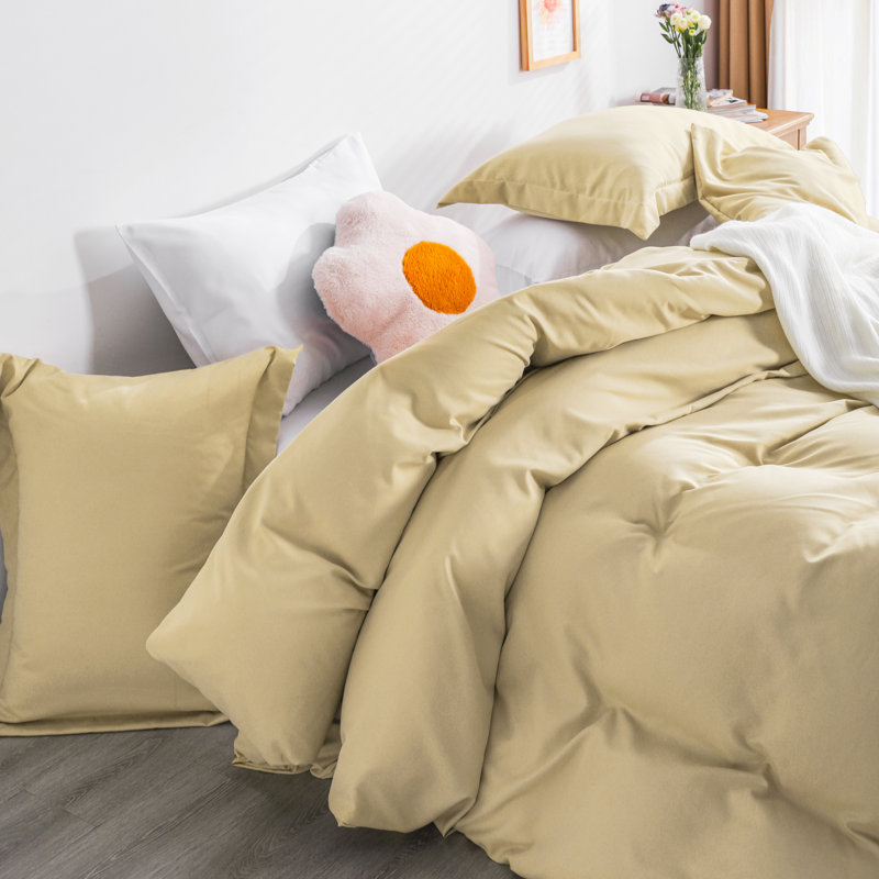  Duvet Cover Set, Khaki, Queen Duvet Cover + 2 Standard Shams