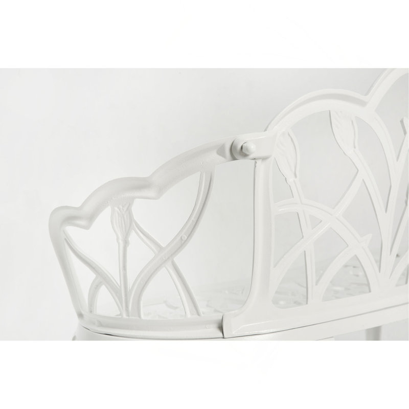 Banc en fonte d'aluminium avec coussin, Blanc