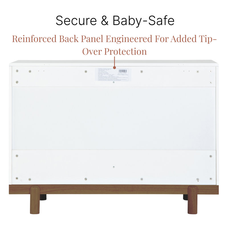 Bliss 6-Drawer Nursery Dresser, White/Walnut