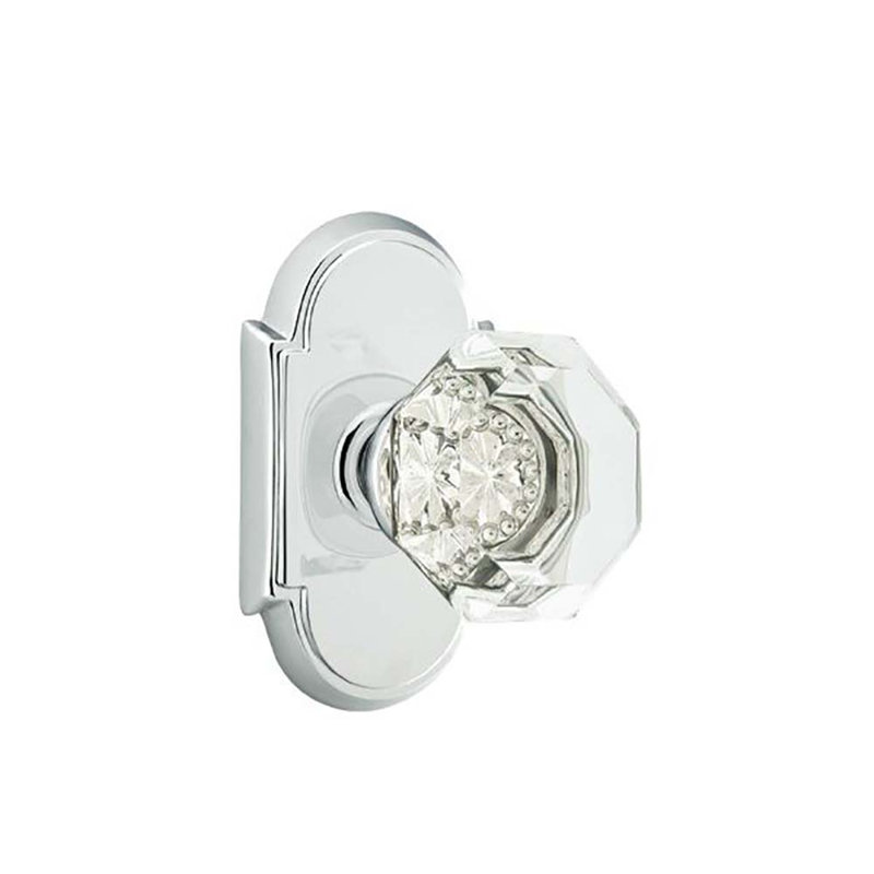 Passage Old Town Clear Knob with # 8 Rose, Polished Chrome